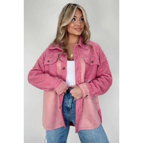 Azura Exchange  Colorblock Sherpa Shacket with Flap Pockets - Picture 1 of 8